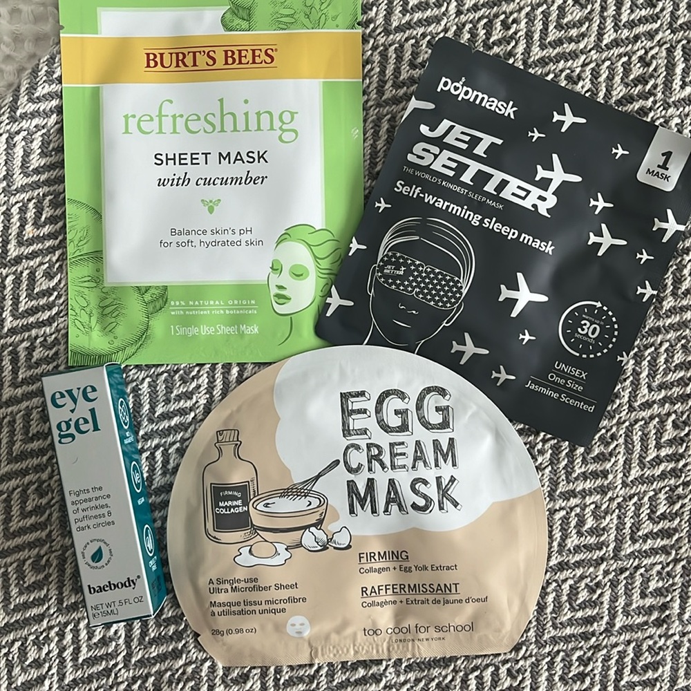 Facial sheet masks and eye gel